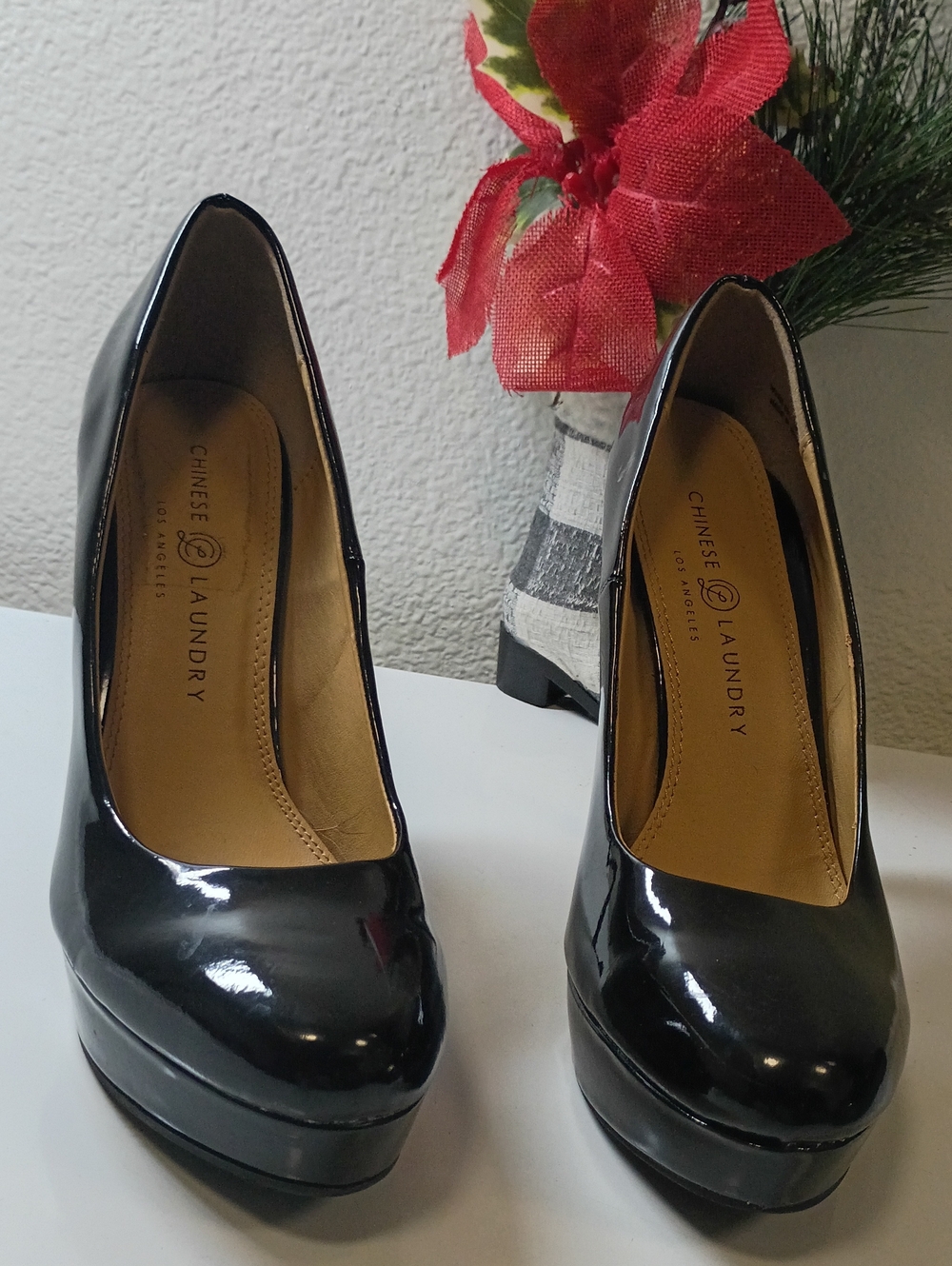 Chinese Laundry Black Patent Platform Pumps